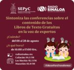 SEPyC y Radio Sinaloa transmitirán en vivo conferencias sobre contenido de libros de texto