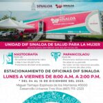 La unidad de salud para la mujer estará ofreciendo sus servicios en las instalaciones de DIF Sinaloa