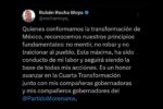 “No mentir, no robar y no traicionar”; así responde Rocha tras respaldo morenista