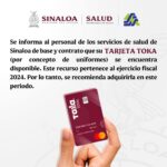 Llaman a trabajadores de base y contrato de los Servicios de Salud de Sinaloa a canjear sus uniformes en este 2024