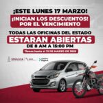 ¡No dejes pasar la oportunidad! El día lunes 17 de marzo estarán abiertas todas las oficinas de recaudación del estado de Sinaloa.
