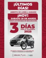 ¡No dejes pasar la oportunidad! Hoy sábado estarán abiertas todas las oficinas de recaudación del estado de Sinaloa