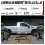 Grupo Interinstitucional asegura un vehículo blindado, dos armas, un cargador, cartuchos y equipo táctico en Culiacán