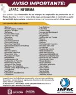 JAPAC informa suspensión en el suministro de agua el lunes 12 de mayo, revisa aquí las colonias