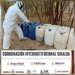 En Badiraguato y Culiacán, Grupo Interinstitucional asegura 5 áreas de almacenamiento de sustancias químicas y 1 laboratorio inactivo