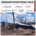 Grupo interinstitucional localiza y deshabilita 2 campamentos, además asegura cargadores, cartuchos, presunta droga y equipo táctico en Escuinapa