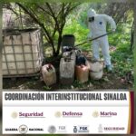 En Culiacán y Cosalá, Grupo Interinstitucional asegura y destruye 2 áreas de concentración de material para la elaboración de drogas