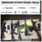 En Culiacán, el Grupo Interinstitucional asegura a 4 civiles, armas largas, cargadores, equipo táctico y 2 vehículos