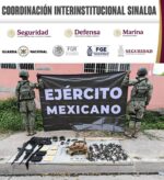 Grupo Interinstitucional asegura vehículo con armamento, artefactos explosivos, equipo táctico y ponchallantas en la colonia Libertad, en Culiacán