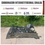 En Culiacán, Grupo Interinstitucional asegura a 2 civiles con una ametralladora, armas largas, cargadores, cintas abastecidas y presunta droga; además, se localizaron 2 vehículos con reporte de robo