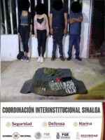 En Culiacán, el Grupo Interinstitucional detiene a 2 hombres y 2 mujeres con dosis de presunta droga y cartuchos