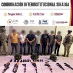 Tras denuncia anónima, el Grupo Interinstitucional asegura, en Culiacán, a 7 civiles con armas largas, cargadores abastecidos, chalecos tácticos, entre otros equipos tácticos ilícitos