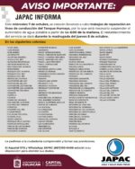 JAPAC anuncia suspensión de agua en el sector Humaya este miércoles 7 de octubre JAPAC anuncia suspensión de agua en el sector Humaya este miércoles 7 de octubre